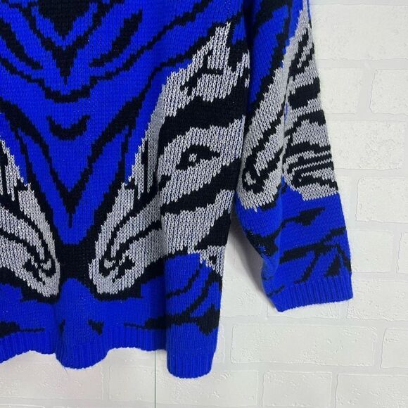 Arielle Vintage Women’s sweater Size S/MBlue Knit Animal Print - Picture 4 of 14